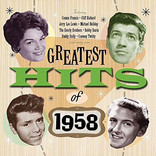 "CD cover with 'Greatest Hits of 1958' title and four musician portraits."