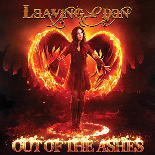 Album cover: woman with fiery wings rising from flames, "Out Of The Ashes".