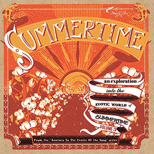 "Vinyl record cover with orange background, 'Summertime' title, and decorative scrollwork."