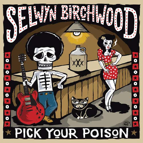 "Album cover art featuring cartoon skeletons and a cat in a bar-like setting."