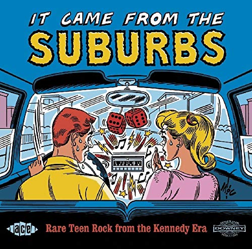 CD cover: cartoon couple in a car, dice and radio in the center.