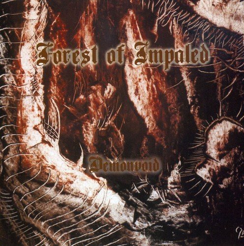 Dark, textured album cover for "Forest of Impaled - Demonvoid" CD.