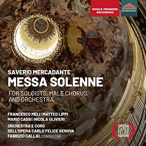 CD cover for Saverio Mercadante’s “Messa Solenne” featuring religious artwork.