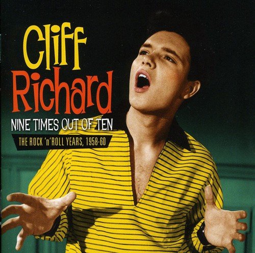 Cliff Richard album cover featuring a man in a yellow striped shirt singing.