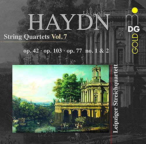 "CD cover with 'HAYDN String Quartets Vol. 7' and classical building artwork."