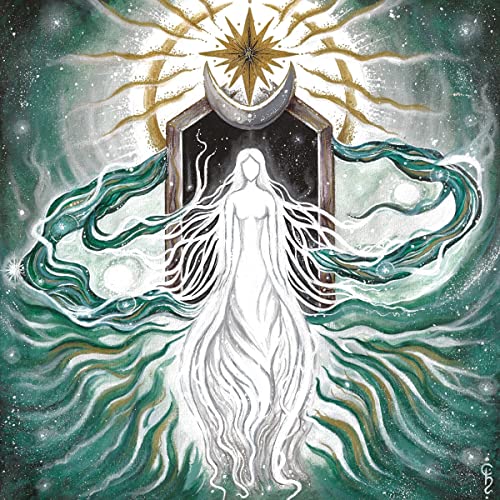 CD cover art: woman with flowing hair before a starry doorway.
