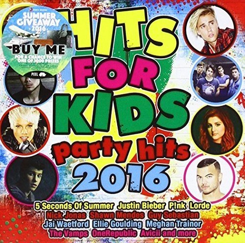 CD cover for “Hits For Kids: Party Hits 2016” featuring pop stars.