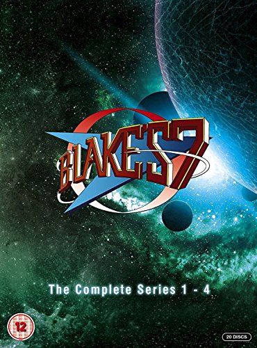 "Blake's 7" DVD cover featuring a space scene with planets and stylized title.