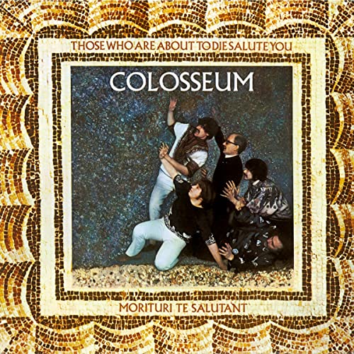 Colosseum album cover: band members in a mosaic-framed, beach scene.