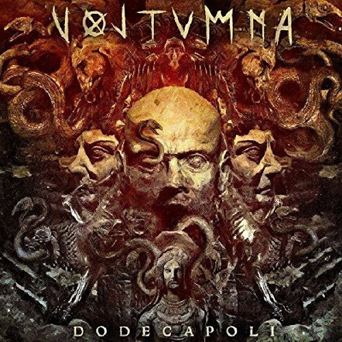 CD cover for Voltumna’s “Dodecapoli” featuring distorted faces and serpentine forms.