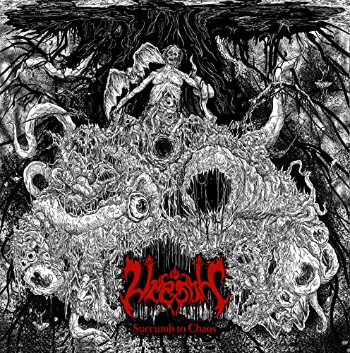 Black and white album cover with chaotic, detailed imagery and band logo.