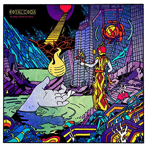 Colorful album cover depicting a figure and abstract city landscape.