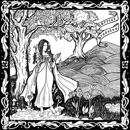 Black and white CD cover featuring a woman with a tree and hills.