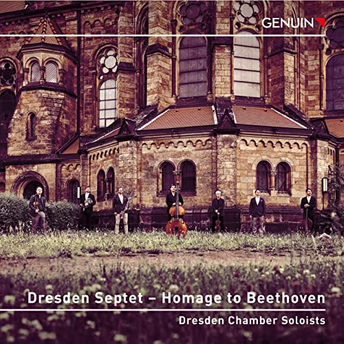 CD cover: musicians with instruments in front of a stone church.