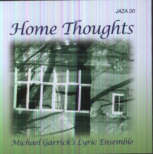 "Album cover with a faded black and white house image and green gradient background."
