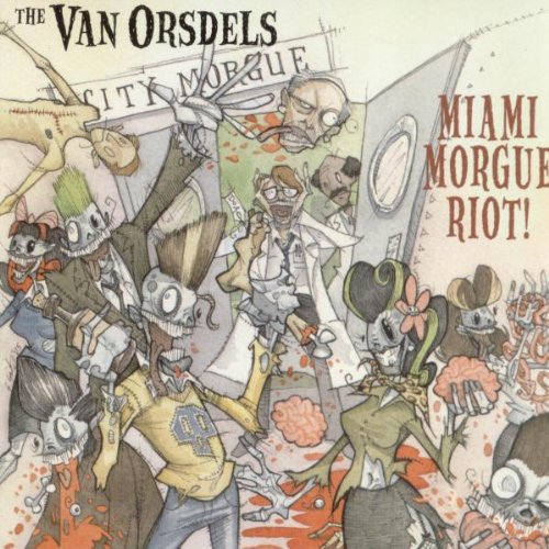 CD cover: cartoonish, chaotic scene of zombies and a doctor.