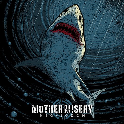 Illustration of a large, aggressive Megalodon shark with open jaws.
