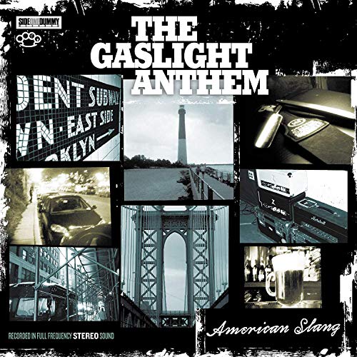 American Slang" CD cover with collage of urban scenes and band name.