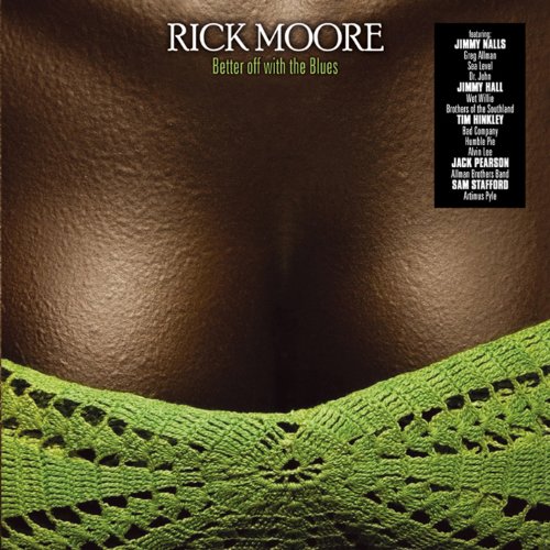 CD cover for Rick Moore’s “Better off with the Blues,” featuring green lace.
