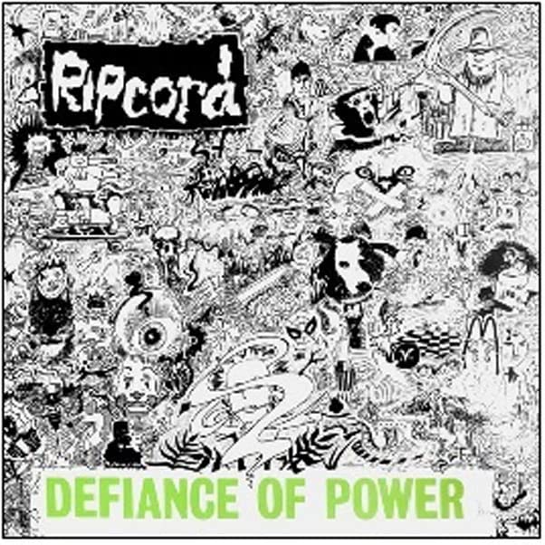 CD cover for Ripcord’s “Defiance Of Power” with detailed black and white artwork.
