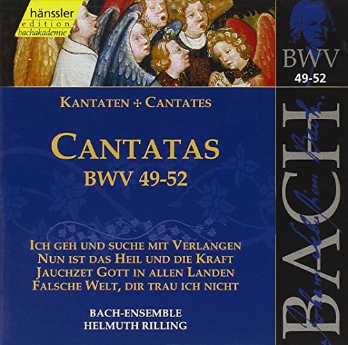 CD cover for Bach cantatas BWV 49-52, featuring angelic artwork.