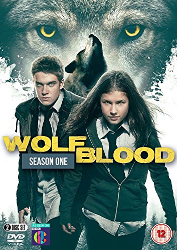 DVD cover for Wolfblood Season One featuring two teenagers and a large wolf.