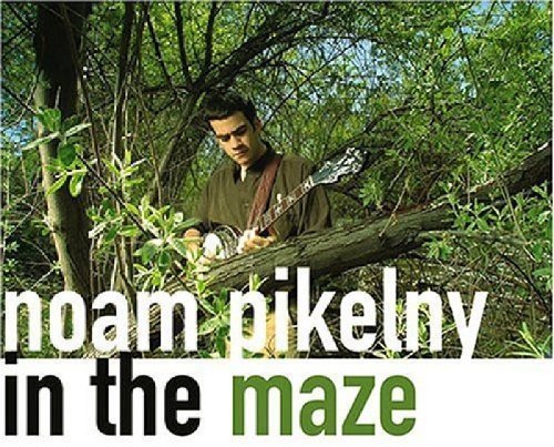 Man playing banjo in a forest, surrounded by trees and foliage, on a CD cover.