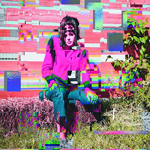 Album cover: distorted portrait of a person in pink, with glitch effects.