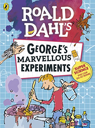 "Book cover featuring a cartoon boy mixing a bubbling concoction with various science equipment."