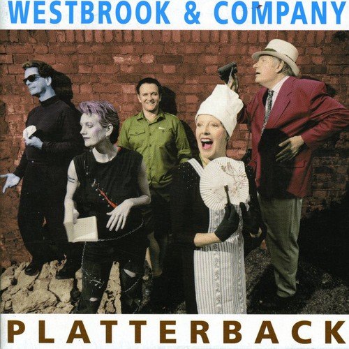 "CD cover featuring five people in varied attire standing before a brick wall."