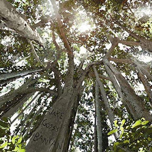 "Album cover with a banyan tree and artist's name written on the trunk."