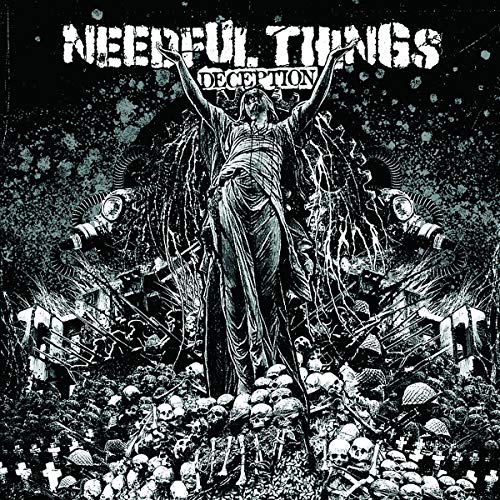 Dark album cover with a figure, skulls, and swirling, chaotic imagery.