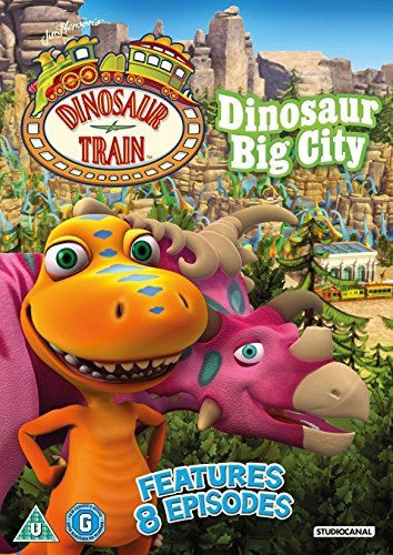 Dinosaur Train - Big City" DVD cover with two animated dinosaur characters.