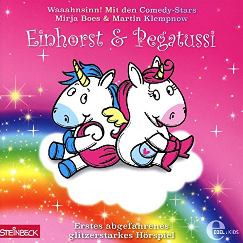 CD cover with two cartoon unicorns on a pink and blue background.