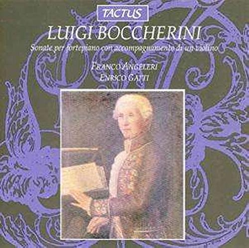CD cover with portrait of Luigi Boccherini against a purple floral patterned background.