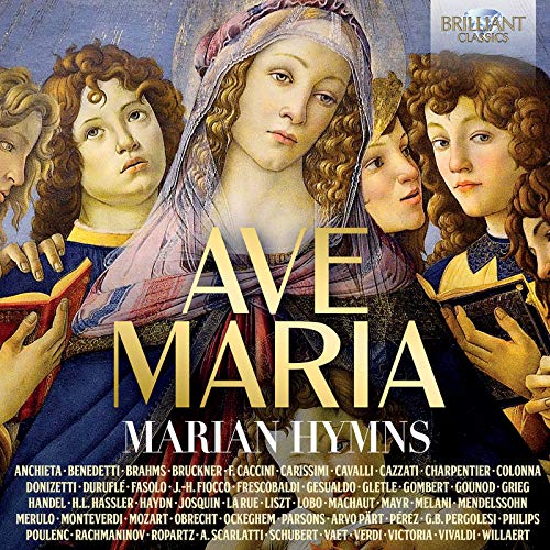"CD cover featuring a Renaissance painting of the Virgin Mary surrounded by angels."