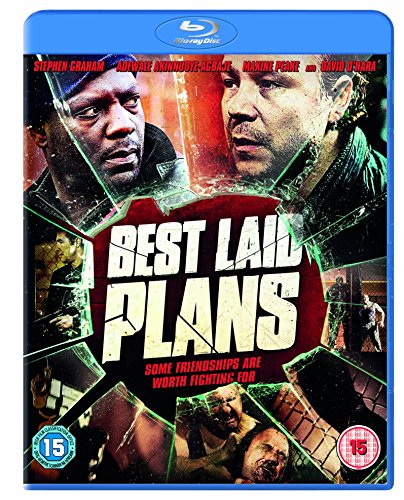 Best Laid Plans" Blu-ray cover featuring three actors and cracked glass.