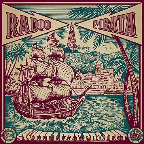 CD cover: sailing ship, coastal town, and palm trees in vintage style.