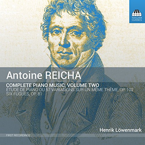 CD cover with Antoine Reicha portrait, blue and yellow illustration, and white text.