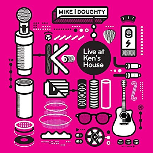 "Pink album cover with black and white music-themed graphics and 'Live at Ken's House' text."