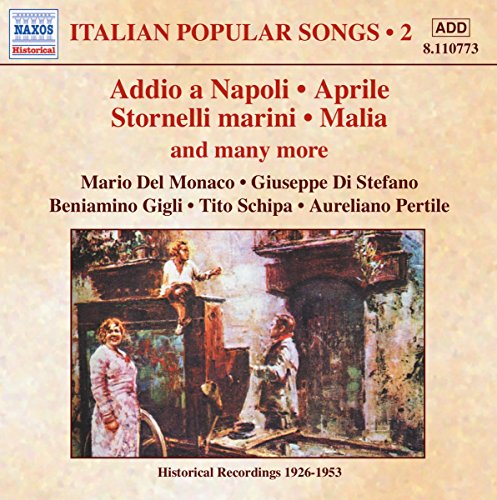 "CD cover with Italian-themed artwork and text listing song titles and artists' names."