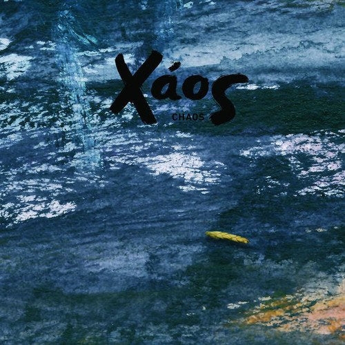 The image depicts a CD cover with "Xáos" in black text on a blue background.