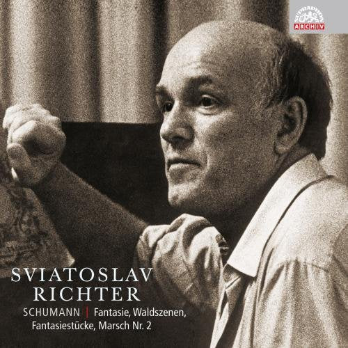Sepia-toned CD cover featuring Sviatoslav Richter with text and a logo.