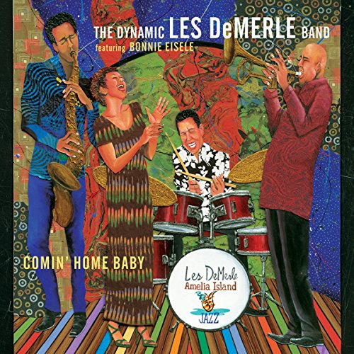 "CD cover art featuring four jazz musicians performing on a colorful, striped stage."