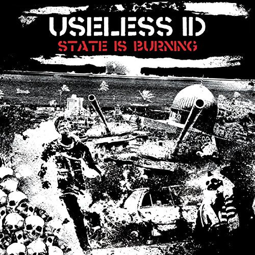 Black and white CD cover with war scene, skulls, and text.
