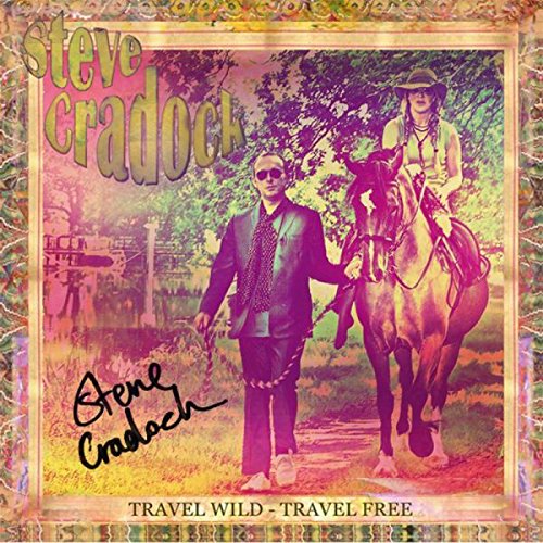 "Album cover with man in suit and woman on horse, ornate border."
