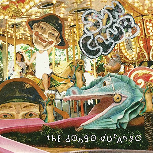 Collage of carousel animals and faces with "Sun Club" lettering.