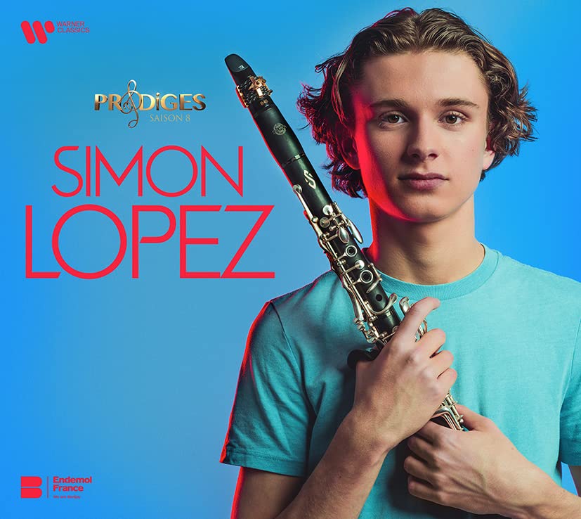 Young man holding a clarinet, album cover for Simon Lopez - Prodiges.