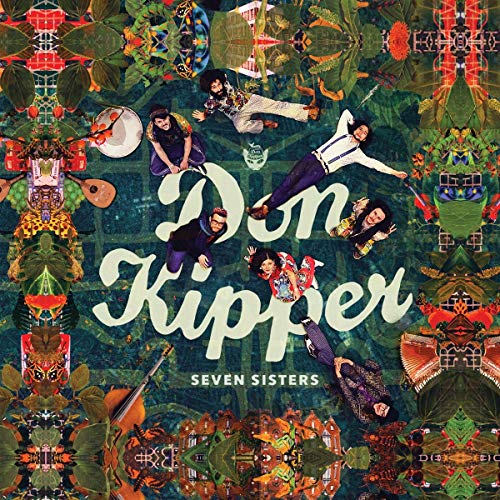 "Album cover with 'Don Kipper' and 'Seven Sisters' text, surrounded by people and foliage."