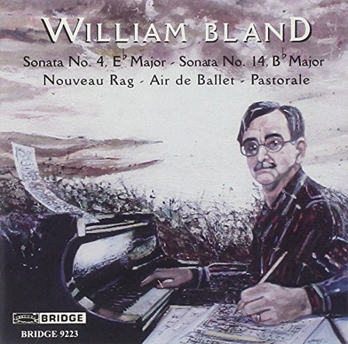 CD cover featuring a man writing music at a piano with a cloudy background.